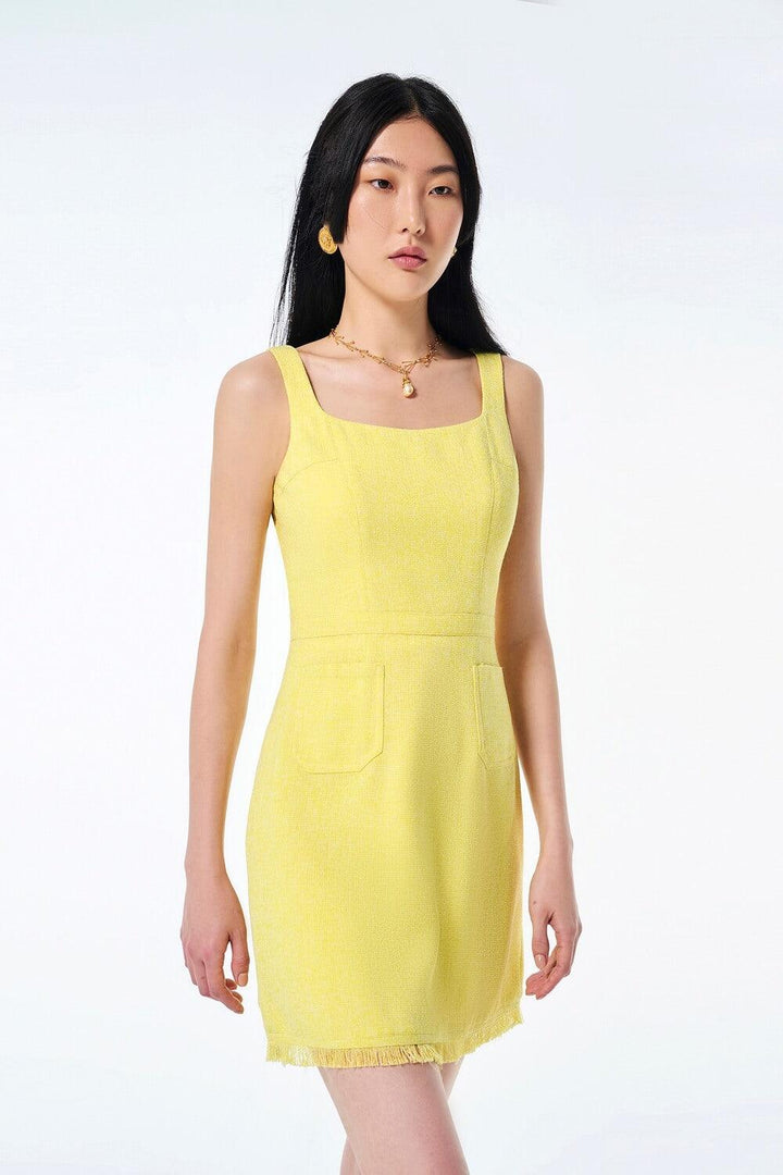 Lilia A-line Strappy Tweed Mini Dress - MEAN BLVD