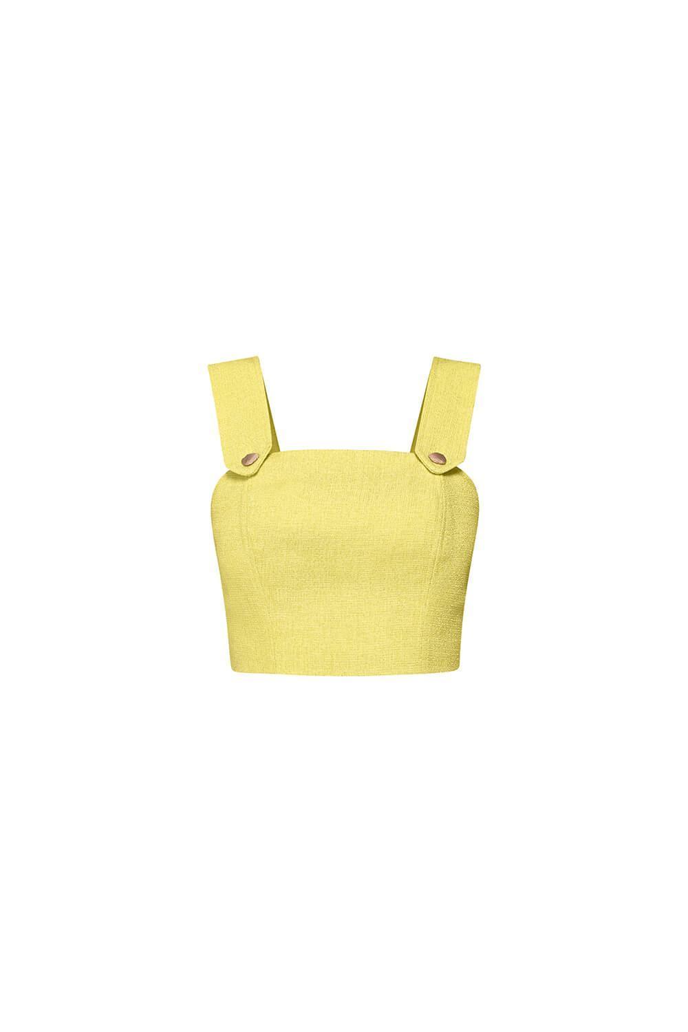 Lilia Cropped Strappy Tweed Top - MEAN BLVD