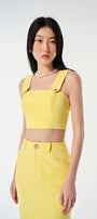 Lilia Cropped Strappy Tweed Top - MEAN BLVD