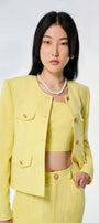 Lilia Cropped Strappy Tweed Top - MEAN BLVD