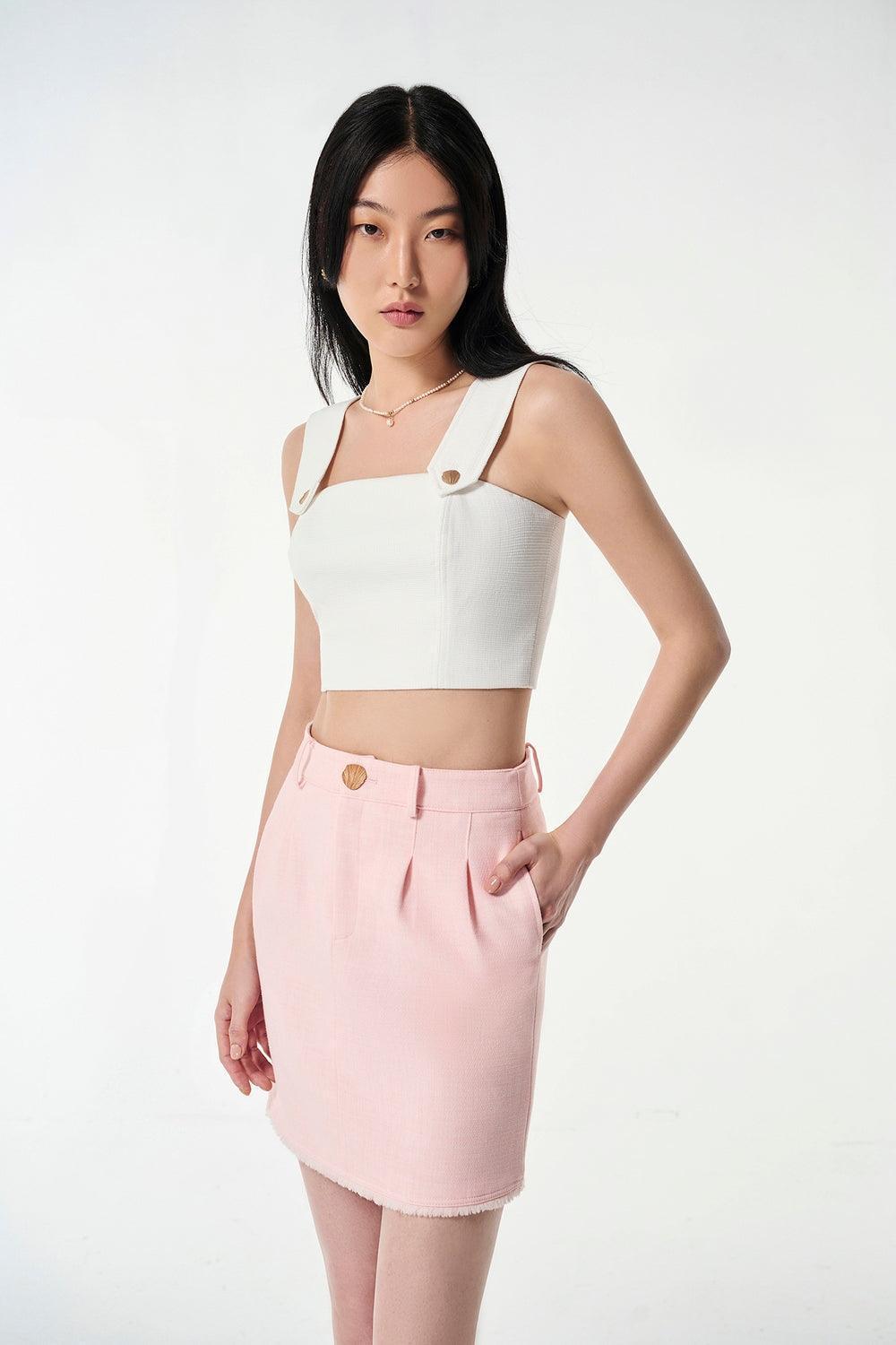 Lilia Cropped Strappy Tweed Top - MEAN BLVD