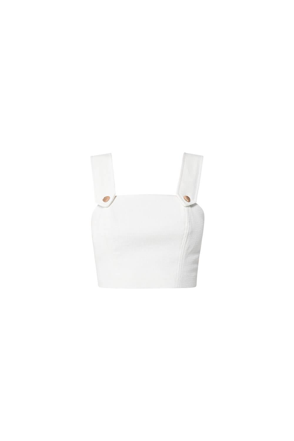 Lilia Cropped Strappy Tweed Top - MEAN BLVD