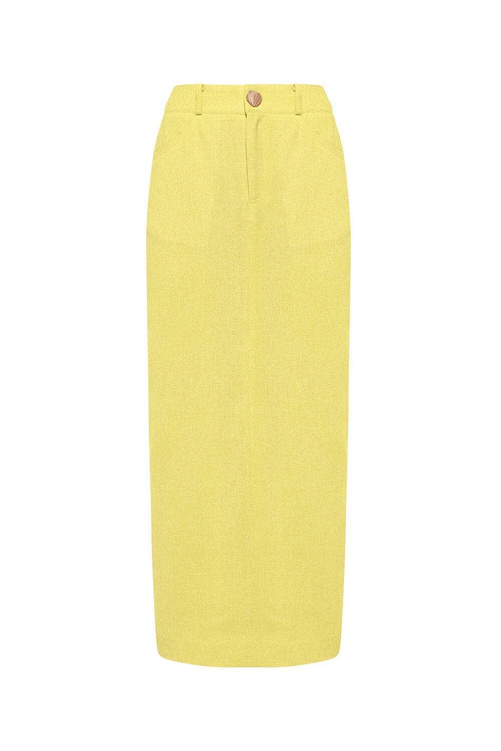 Lilia Pencil Back Slit Tweed Midi Skirt - MEAN BLVD