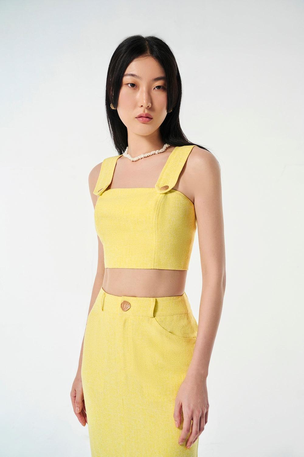 Lilia Pencil Back Slit Tweed Midi Skirt - MEAN BLVD