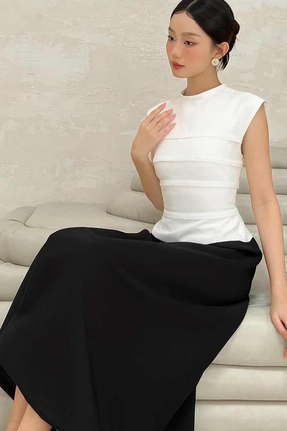 Lilian A-line Cap Sleeved Twill Ankle Length Dress - MEAN BLVD