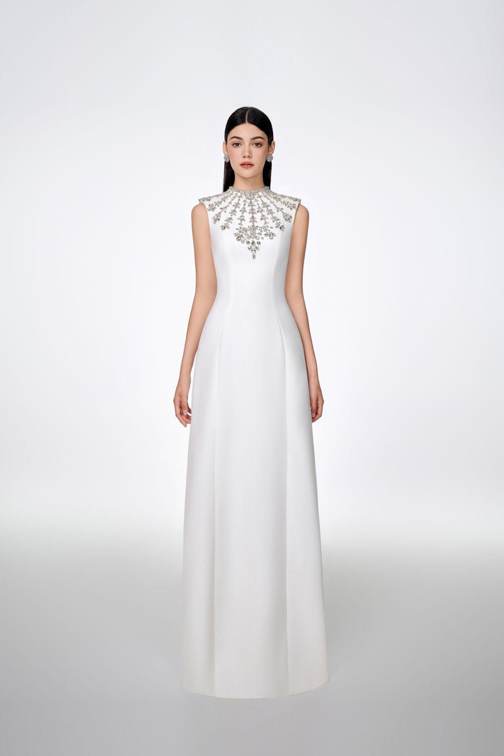 Liliana Bodycon Sleeveless Crepe Floor Length Dress - MEAN BLVD