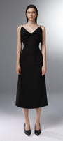 Lilibet A-line Bow Wool Cotton Calf Length Dress - MEAN BLVD