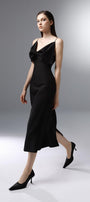 Lilibet A-line Bow Wool Cotton Calf Length Dress - MEAN BLVD