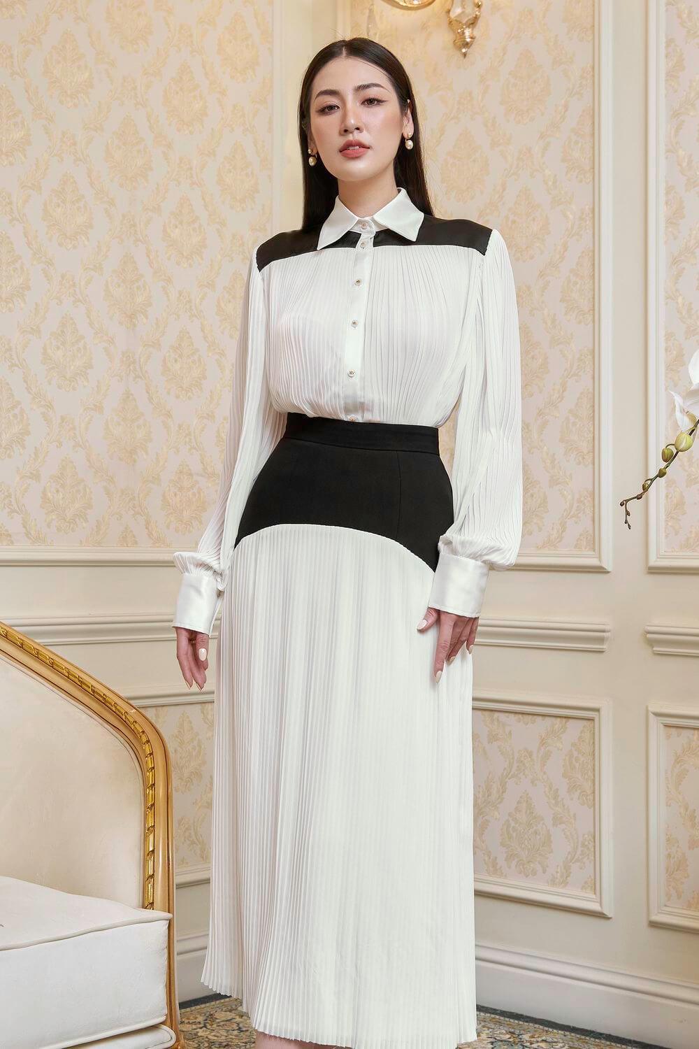 White pleated 2024 skirt chiffon