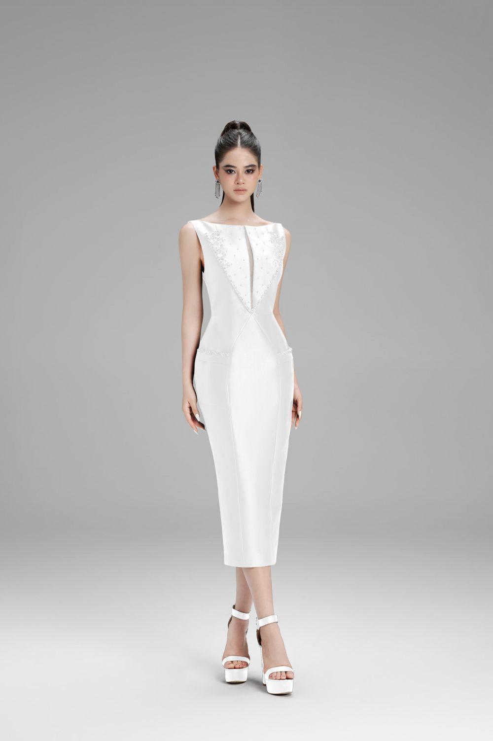 Lillian Pencil Sleeveless Taffeta Midi Dress - MEAN BLVD