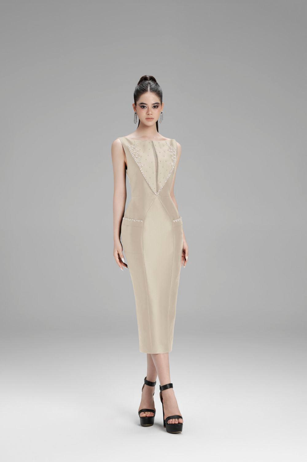 Lillian Pencil Sleeveless Taffeta Midi Dress - MEAN BLVD