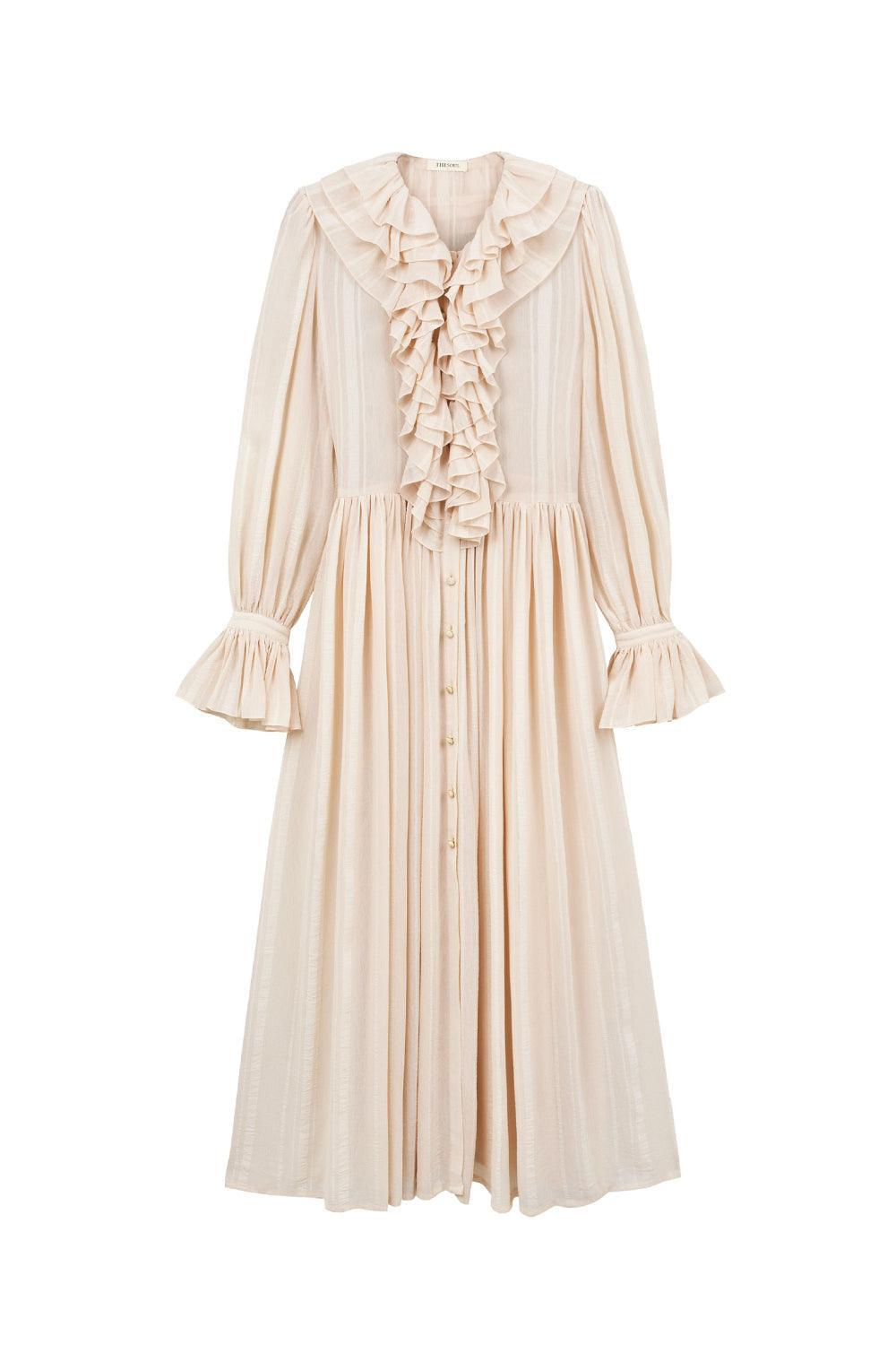 Lily Gathered Poet Sleeved Voile Midi Dress - MEAN BLVD