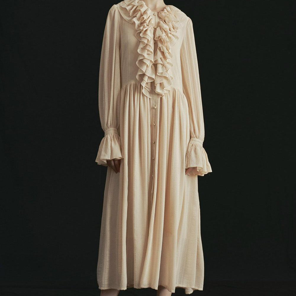 Lily Gathered Poet Sleeved Voile Midi Dress - MEAN BLVD