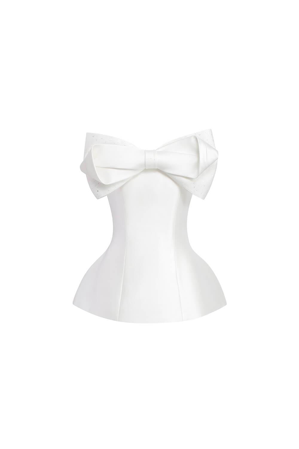 Lily Peplum Bow Tie Trerena Taffeta Top - MEAN BLVD