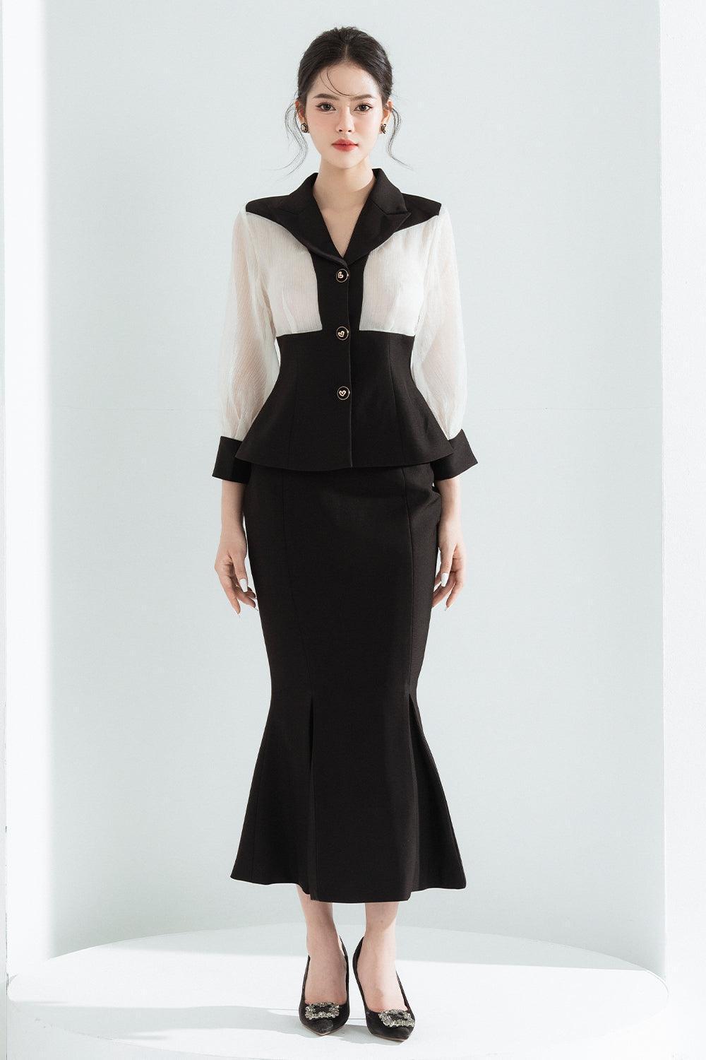 Lima Fit and Flare Peak Lapel Chiffon Shirt - MEAN BLVD
