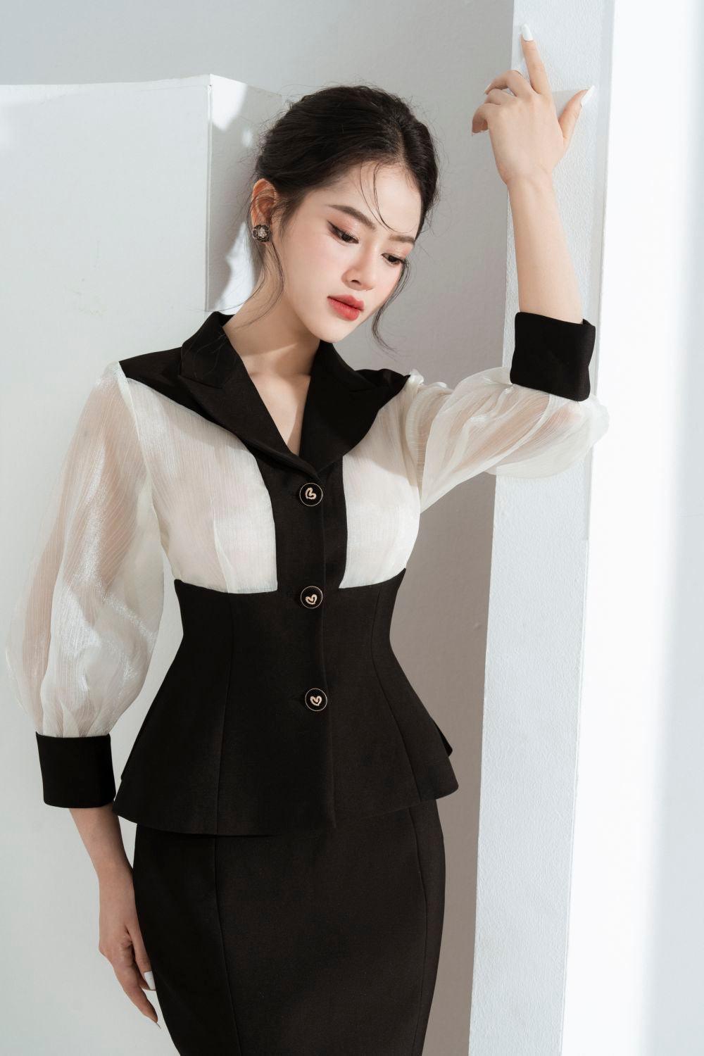 Lima Fit and Flare Peak Lapel Chiffon Shirt - MEAN BLVD