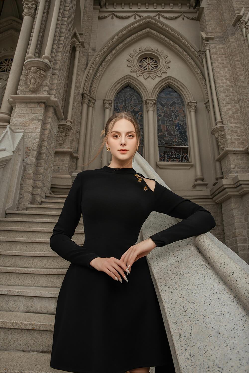 Women's Limsi A-line Extended Flap Velvet Mini Dress S/M/L Black MEAN BLVD, S / Black Women's Limsi A-line Extended Flap Velvet Mini Dress S/M/L Black MEAN BLVD, S / Black