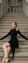 Limsi A-line Extended Flap Velvet Mini Dress - MEAN BLVD
