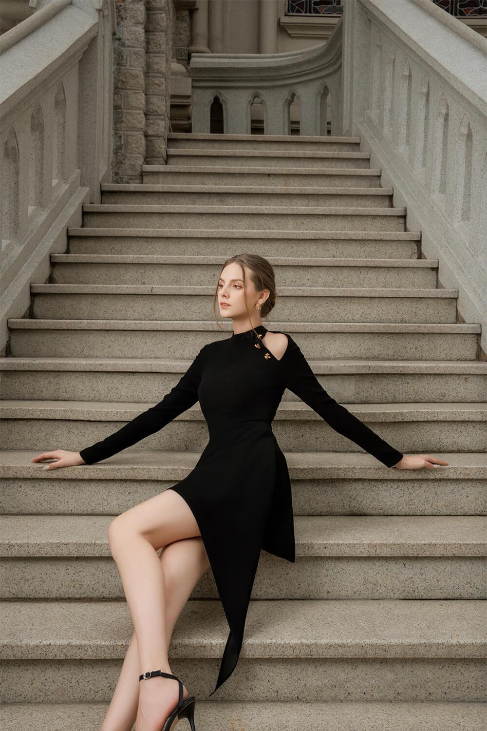 velvet a line mini dress Velvet Corsage A-line Mini Dress - Black | Black Tie Dressing | Black Velvet Mini Dresses