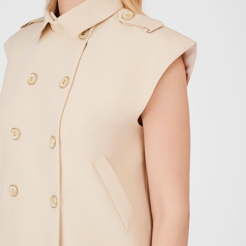 Lina Cropped Double Breasted Khaki Top - MEAN BLVD