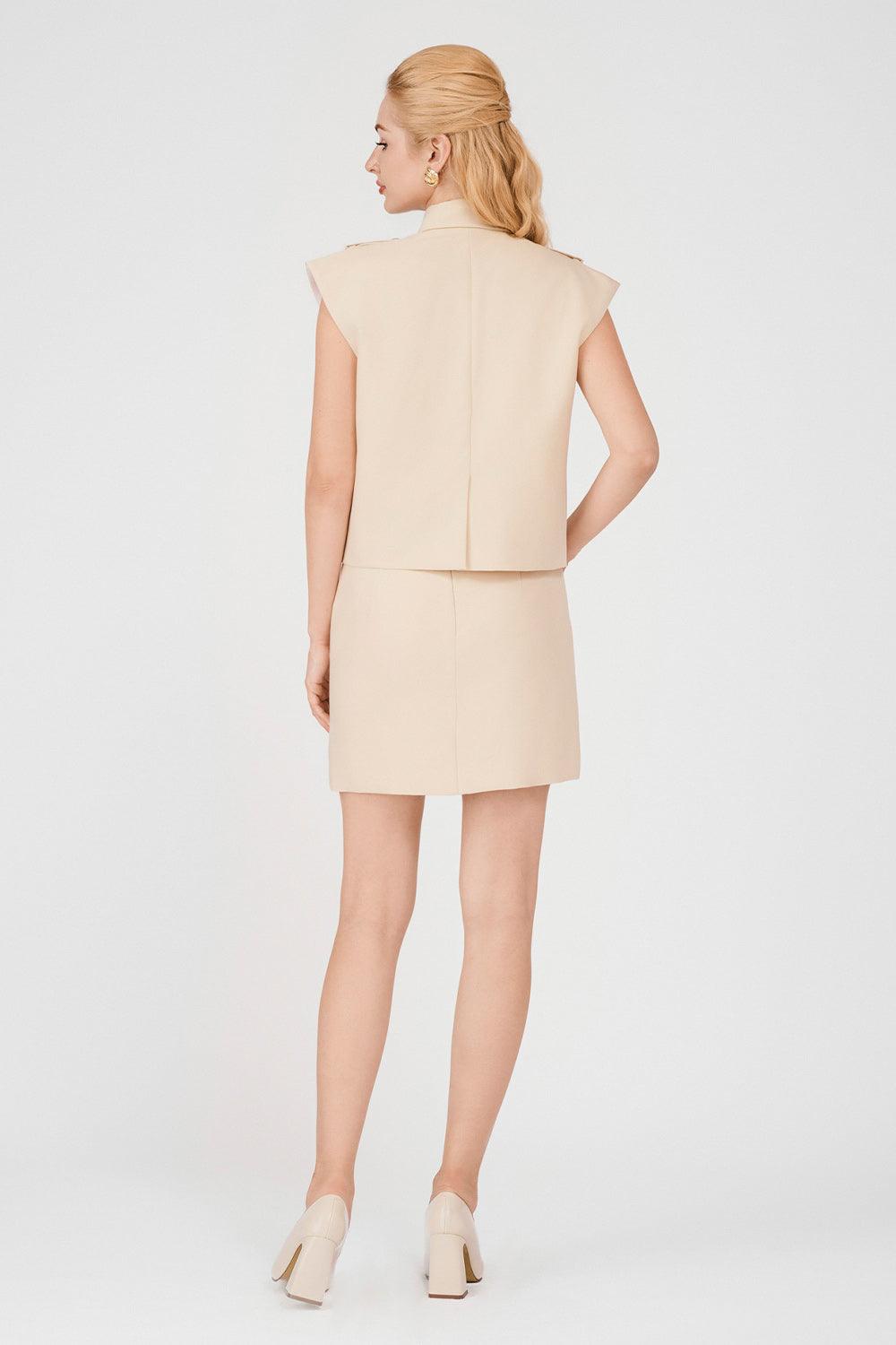 Lina Cropped Double Breasted Khaki Top - MEAN BLVD