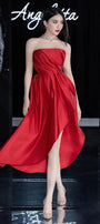 Lique Asymmetric Straight Across Neck Polyester Midi Dress - MEAN BLVD