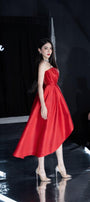 Lique Asymmetric Straight Across Neck Polyester Midi Dress - MEAN BLVD