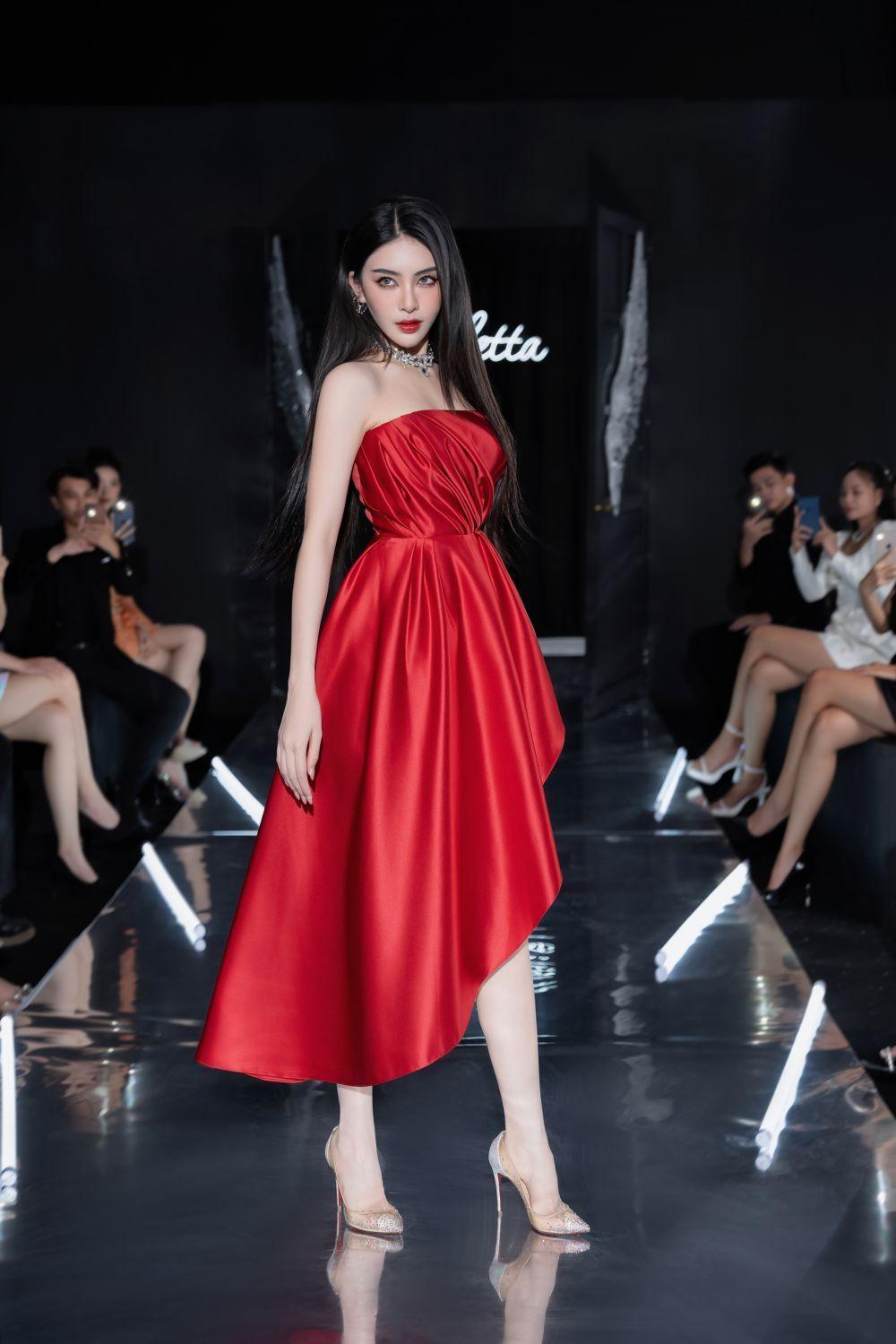 Lique Asymmetric Straight Across Neck Polyester Midi Dress - MEAN BLVD
