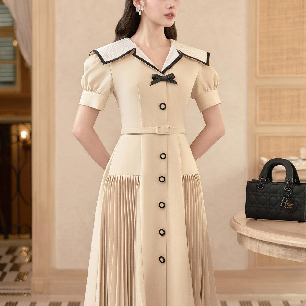 Lisa A-line Puffy Sleeved Linen Cotton Midi Dress - MEAN BLVD