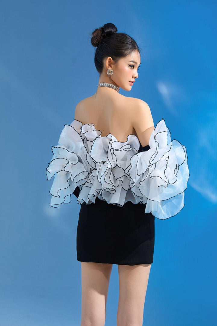 Lisa Bodycon Flower Applique Cotton Polyester Mini Dress - MEAN BLVD