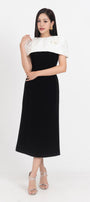 Lisa Trumpet Cape Shoulder Polycotton Midi Dress - MEAN BLVD