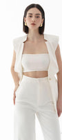 Lita Bodycon Straight Across Neck Knitted Fabric Crop Top - MEAN BLVD