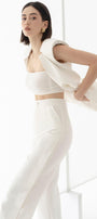 Lita Bodycon Straight Across Neck Knitted Fabric Crop Top - MEAN BLVD