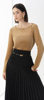 Lita Bodycon Straight Across Neck Knitted Fabric Crop Top - MEAN BLVD