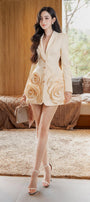 Lizzie Hourglass Flower Applique Khaki Silk Mini Dress - MEAN BLVD