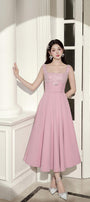 Lolita Fit and Flare Square Neck Linen Cotton Midi Dress - MEAN BLVD