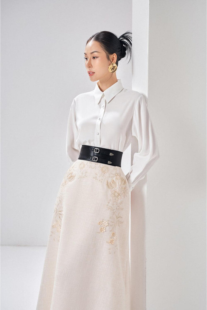 Londyn A-line Embroidered Polyester Ankle Length Skirt - MEAN BLVD