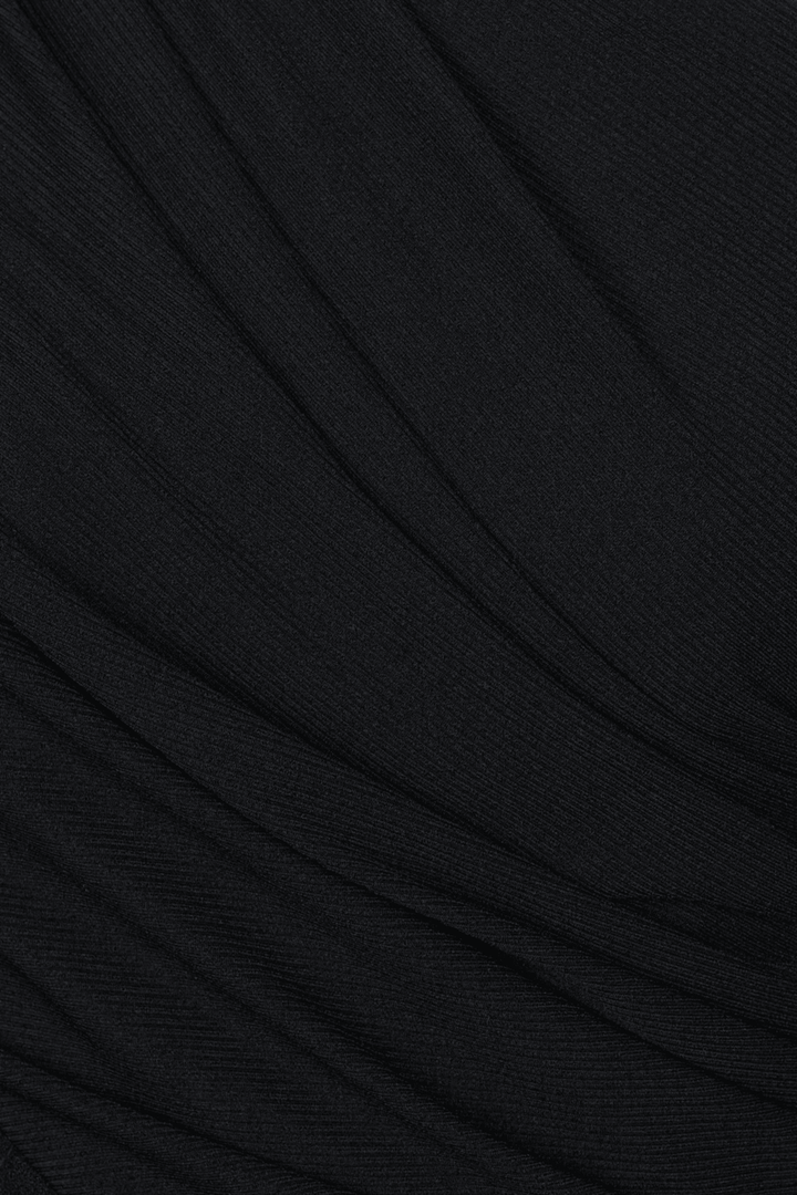 Lopsided A-line Long Sleeved Crinkle Crepe Midi Dress - MEAN BLVD