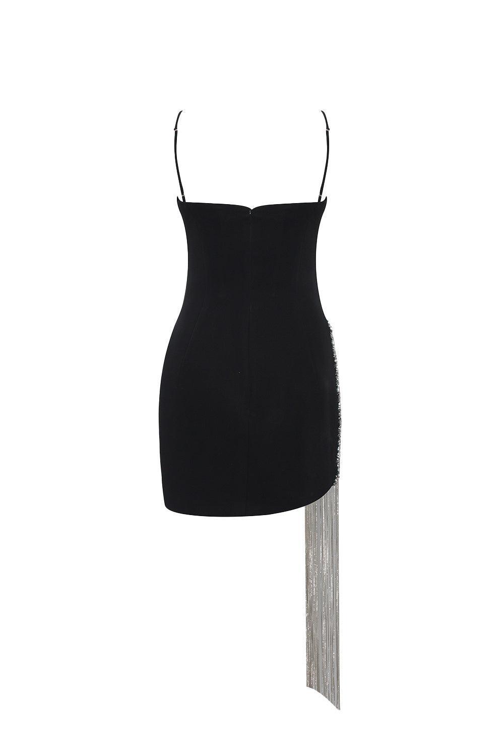 Lorela Asymmetric Semi-Heart Neck Crepe Mini Dress - MEAN BLVD