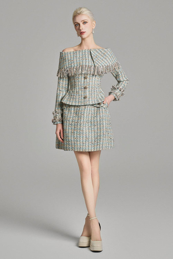 Loretta A-line Side Pocket Tweed Mini Skirt - MEAN BLVD