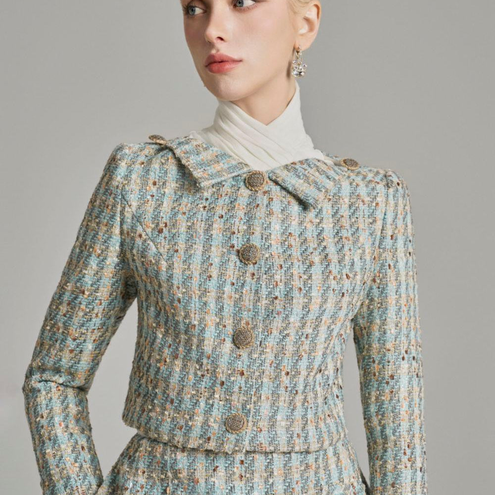 Loretta Cropped Button Tweed Jacket - MEAN BLVD