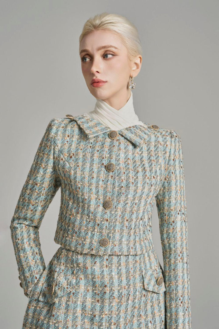 Loretta Cropped Button Tweed Jacket - MEAN BLVD