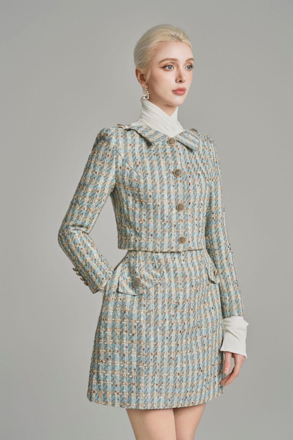 Loretta Cropped Button Tweed Jacket - MEAN BLVD