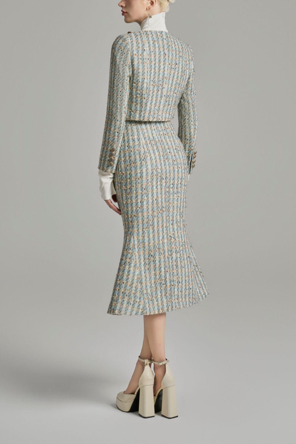 Loretta Cropped Button Tweed Jacket - MEAN BLVD