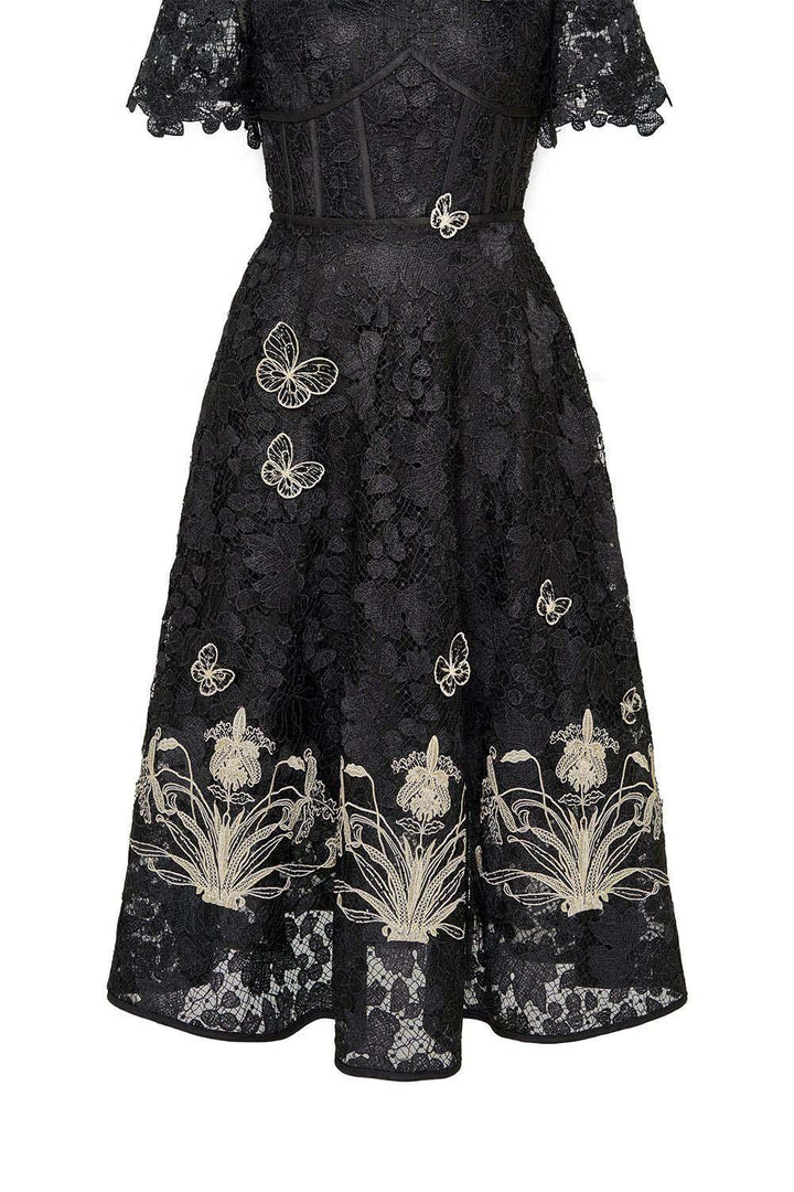 Lorraine A-line Embroidered Lace Midi Dress - MEAN BLVD