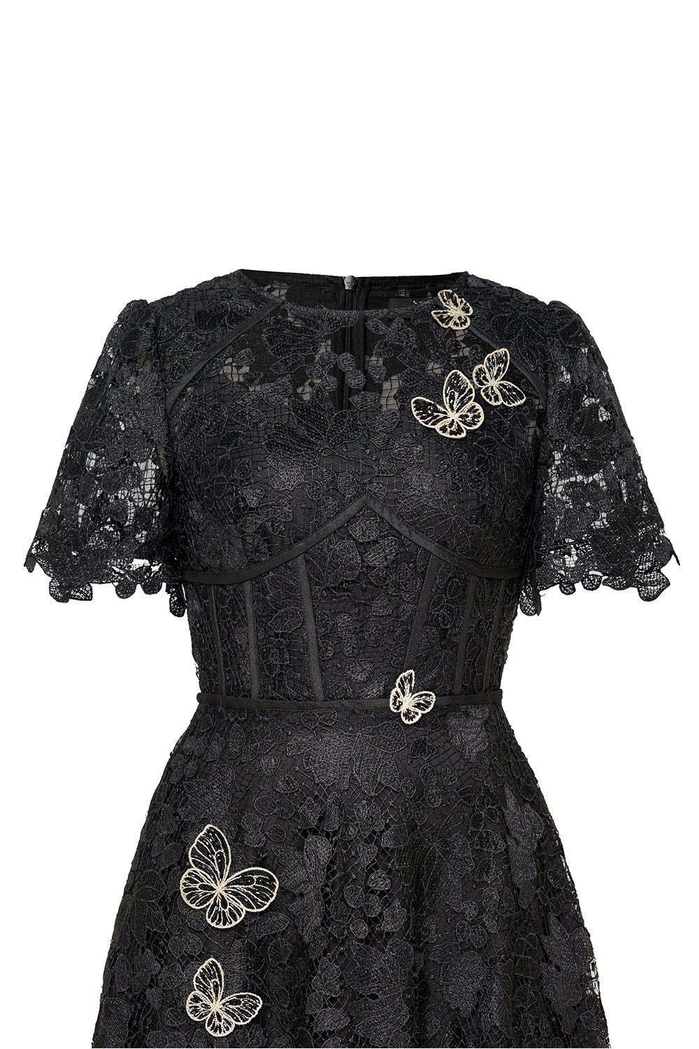 Women's Lorraine A-Line Embroidered Lace Midi Dress S/m/l/xl/xxl Black Floral Mean Blvd L / Black / Floral Women's Lorraine A-Line Embroidered Lace Midi Dress S/m/l/xl/xxl Black Floral Mean Blvd L / Black / Floral