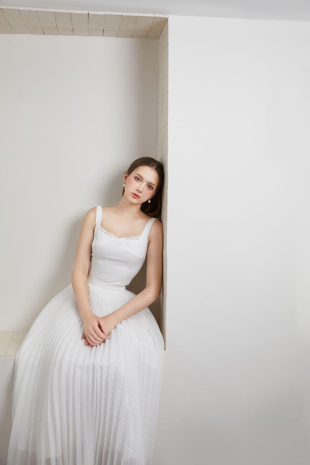 Lotis Pleated High Waist Organza Ankle Length Skirt - MEAN BLVD