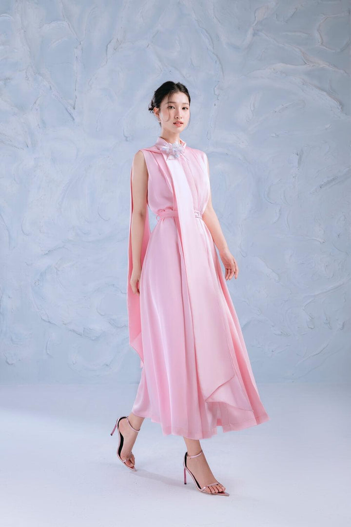 Lotus Fit and Flare Sleeveless Silk Midi Dress - MEAN BLVD