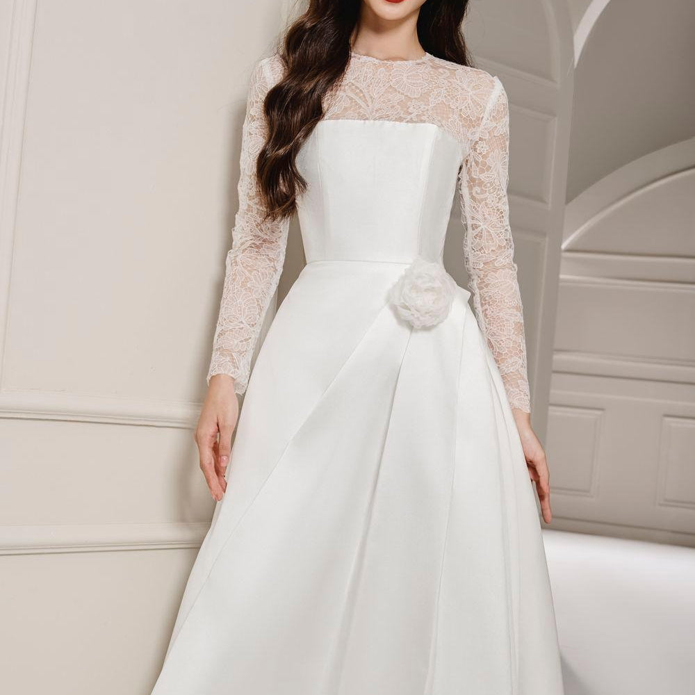 Lover Fit and Flare Corset Waist Taffeta Midi Dress - MEAN BLVD