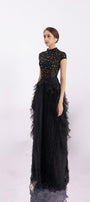 Lowery Layered Stone Organza Floor Length Dress - MEAN BLVD